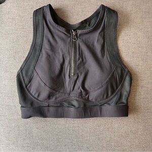 Fabletics Charcoal Zip-Front Sports Bra